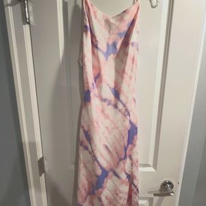 Tie dye slip dress with slit